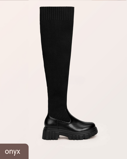 Ava Thigh High Stretch Knit Boots