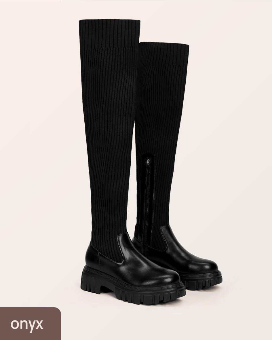 Ava Thigh High Stretch Knit Boots